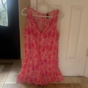 Pink and White Sleeveless Romper Size Large
